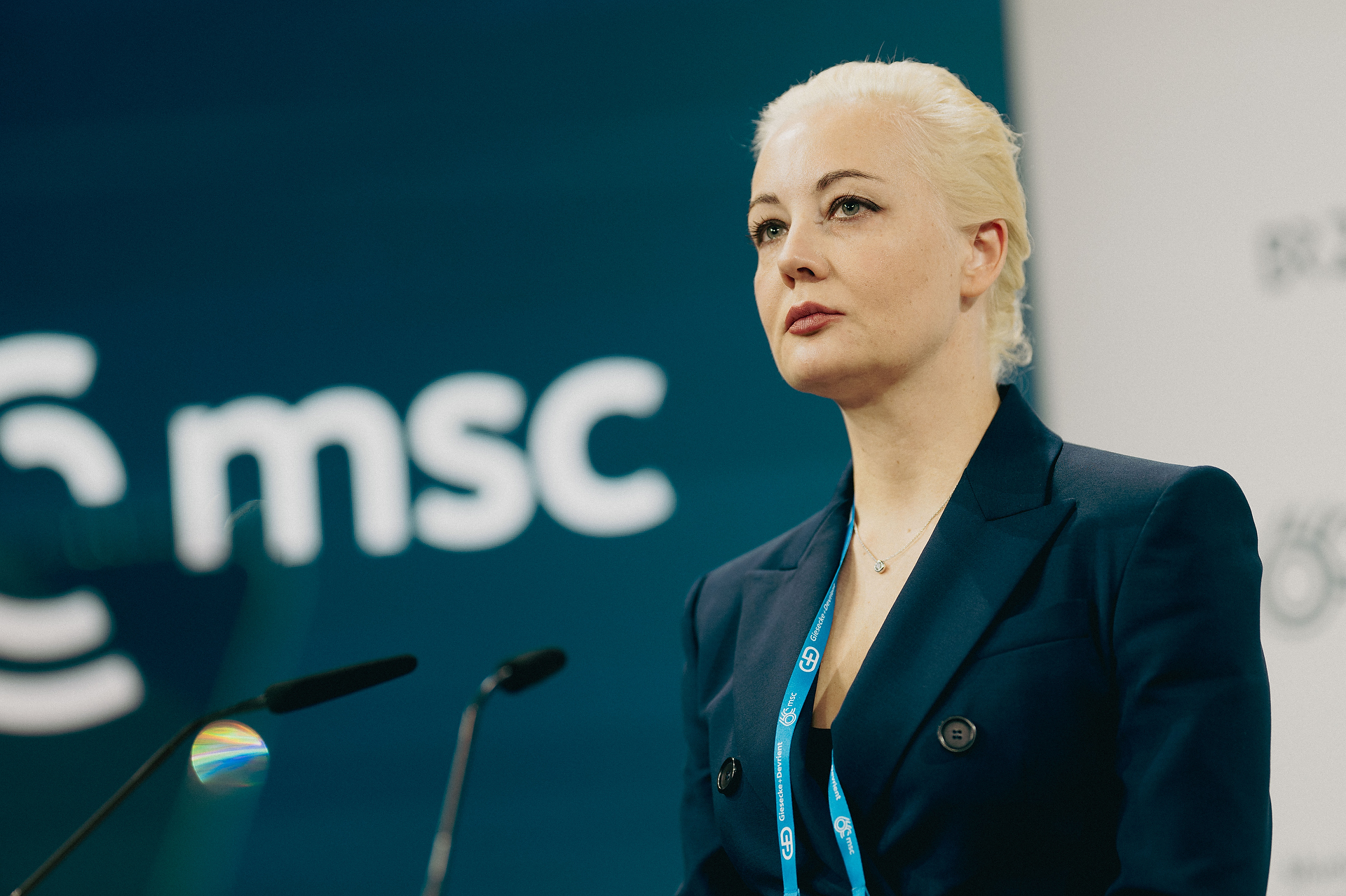 Julija Nawalnaja spricht auf der MSC